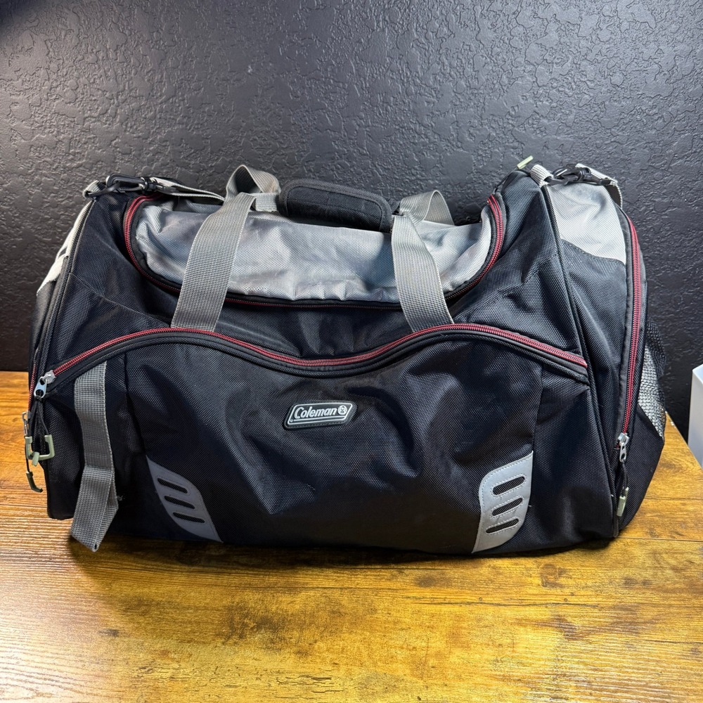 Coleman Large Multi-Pocket Black Grey Canvas Duffle Bag Travel Luggage Unisex OS